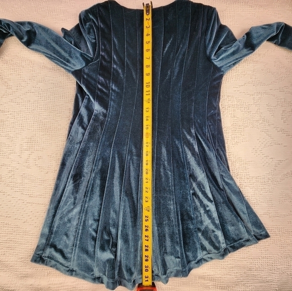 Soft Surroundings Bella Rosa Teal Blue Velvet Top Size Small - Picture 11 of 12